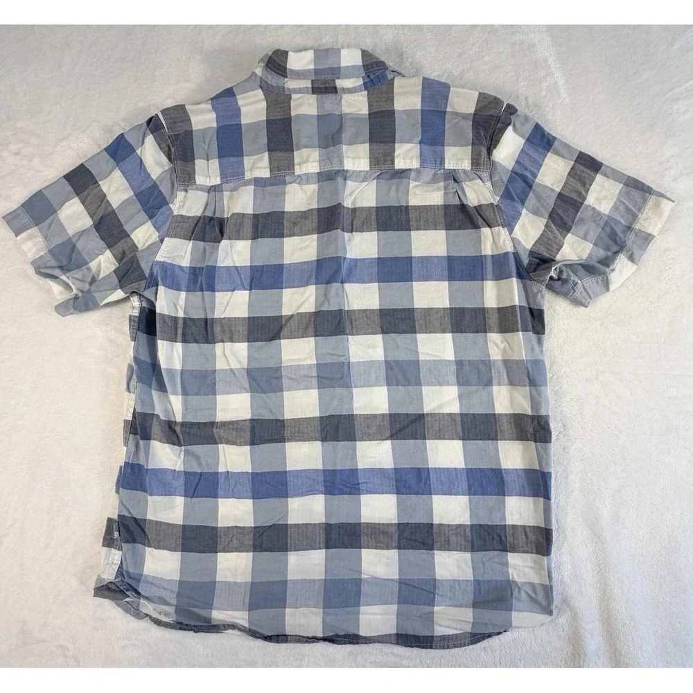 The North Face Shirt Mens L Blue Check Short Sleeve Button Up Pocket